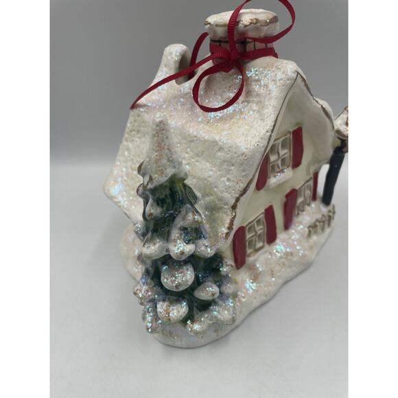 2015 Heather Goldminc Christmas Village Snow Cottage Tea Light Candle Holder - Picture 10 of 12